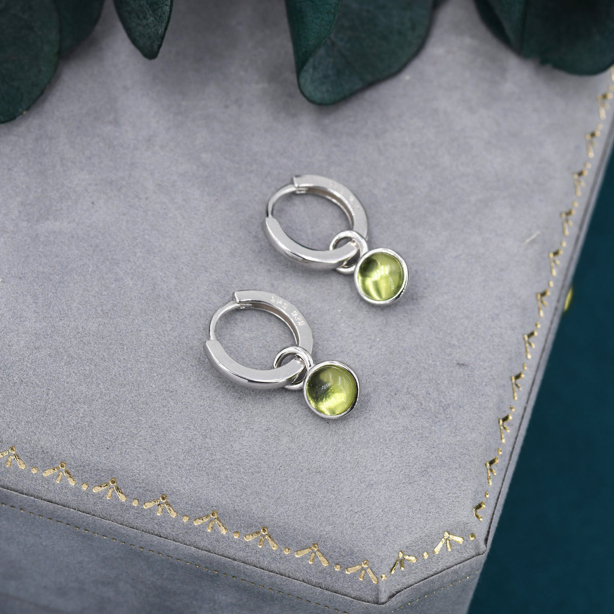 Genuine Peridot Hoop Earrings in Sterling Silver, Detachable Green Peridot Coin Dangle Hoop Earrings, Interchangeable, August Birthstone