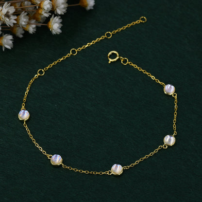 Delicate Moonstone Bracelet in Sterling Silver, Lab Created Moonstone Bracelet, Silver Moonstone Bracelet