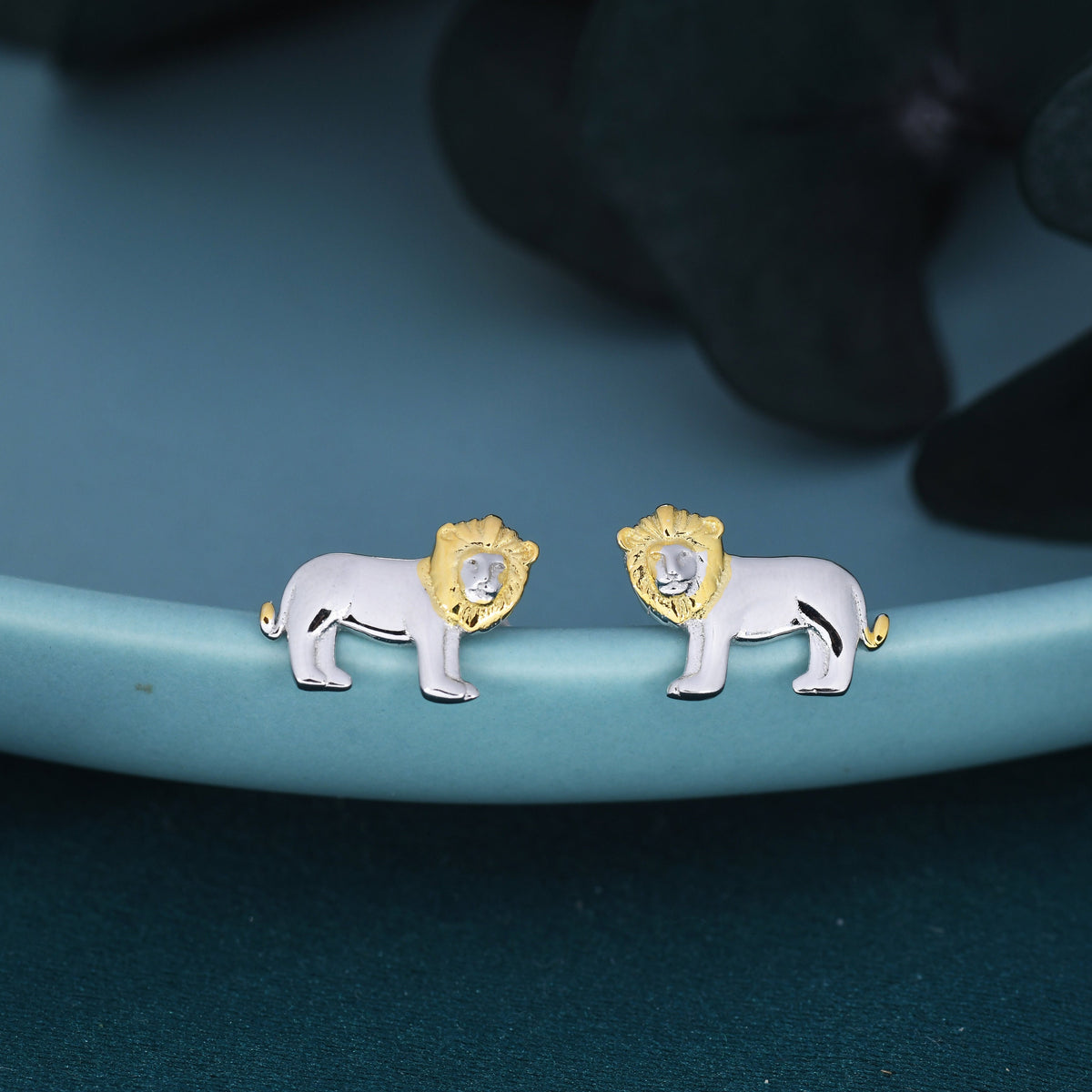 Tiny Lion Stud Earrings