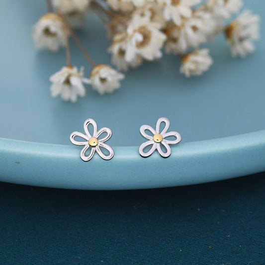 Dainty Forget-me-not Flower Stud Earrings in Sterling Silver - Floral Blossom Flower Stud Earrings -  Nature Inspired