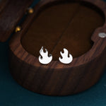Fire Flame Stud Earrings in Sterling Silver, Silver, Gold or Rose Gold, Nature Inspired.