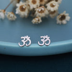 Om Stud Earrings in Sterling Silver, Silver or Gold, Buddhist Earrings, Meditation Earrings, Yoga Earrings