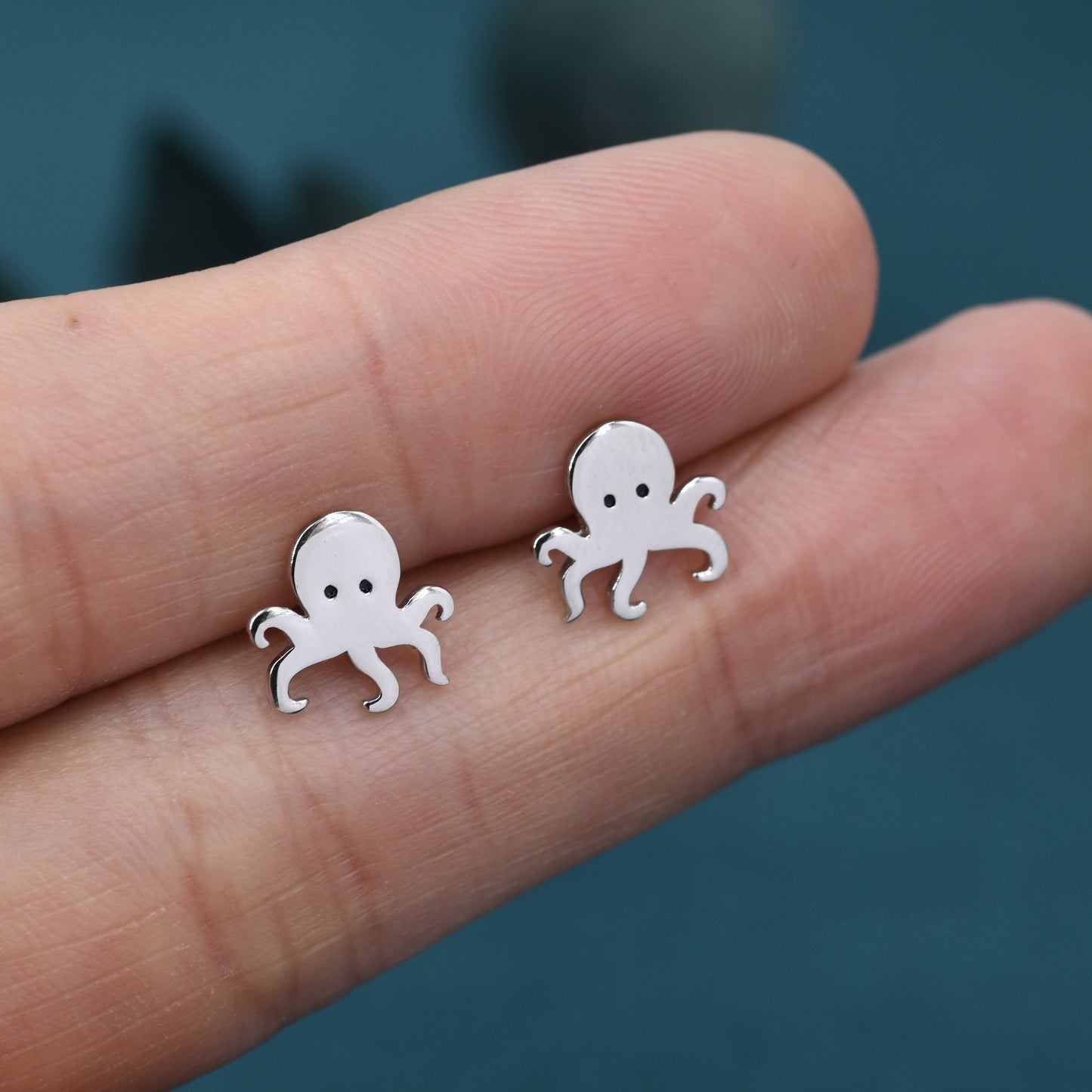 Tiny Octopus Stud Earrings in Sterling Silver - Animal Stud Earrings - Ocean Fish Earrings  - Cute,  Fun, Whimsical