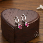 CZ Heart Huggie Hoop in Sterling Silver, Silver or Gold Hoops, 8mm Inner Diameter, Stacking Earrings, Birthstone Earrings