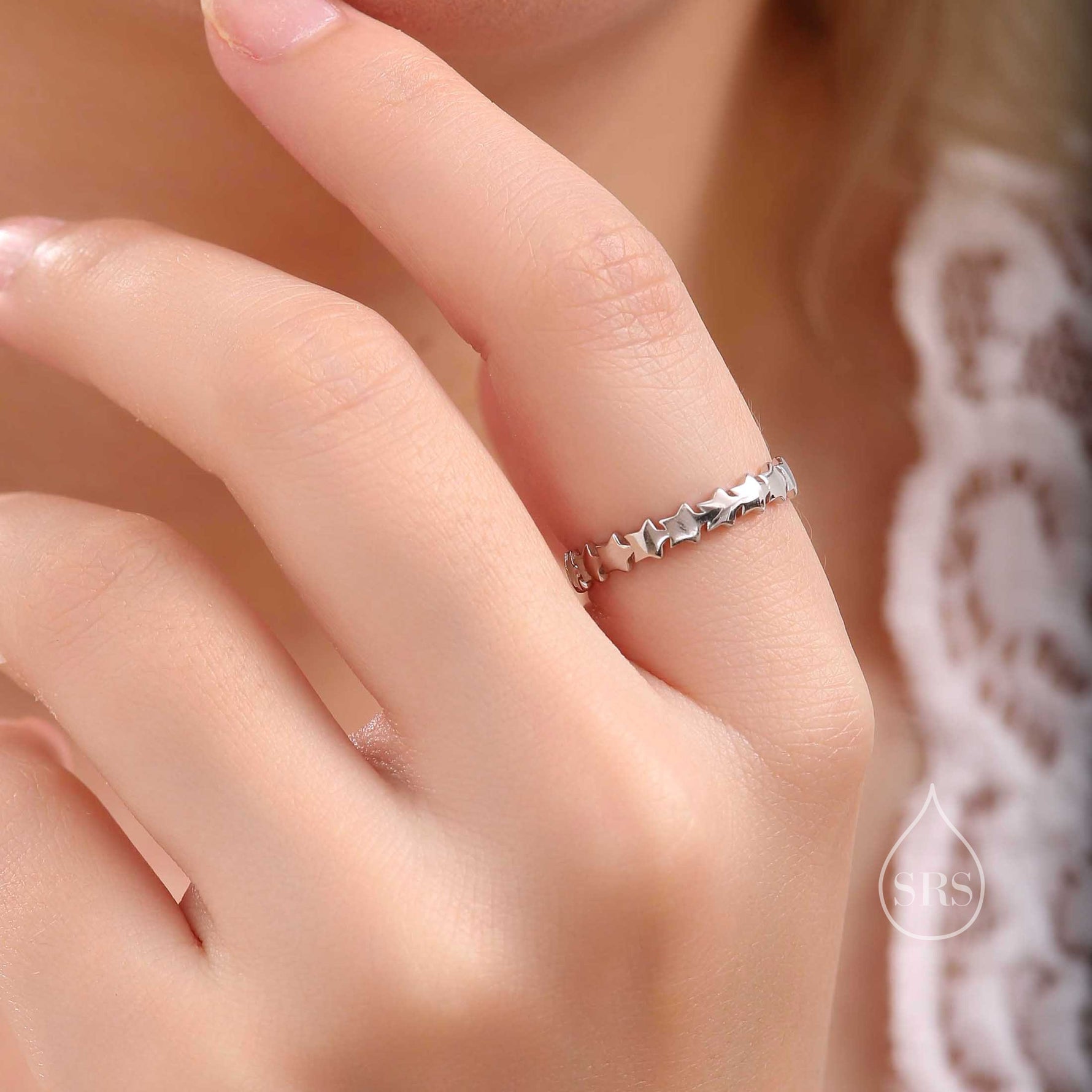 Tiny Little Star Infinity Ring in Sterling Silver, Star Eternity Ring, Silver Star Ring, US 5 - 8, Simple and Minimal