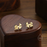 Tiny Japanese Dragon Stud Earrings in Sterling Silver, Silver or Gold or Rose Gold, Sterling Silver Dragon Earrings