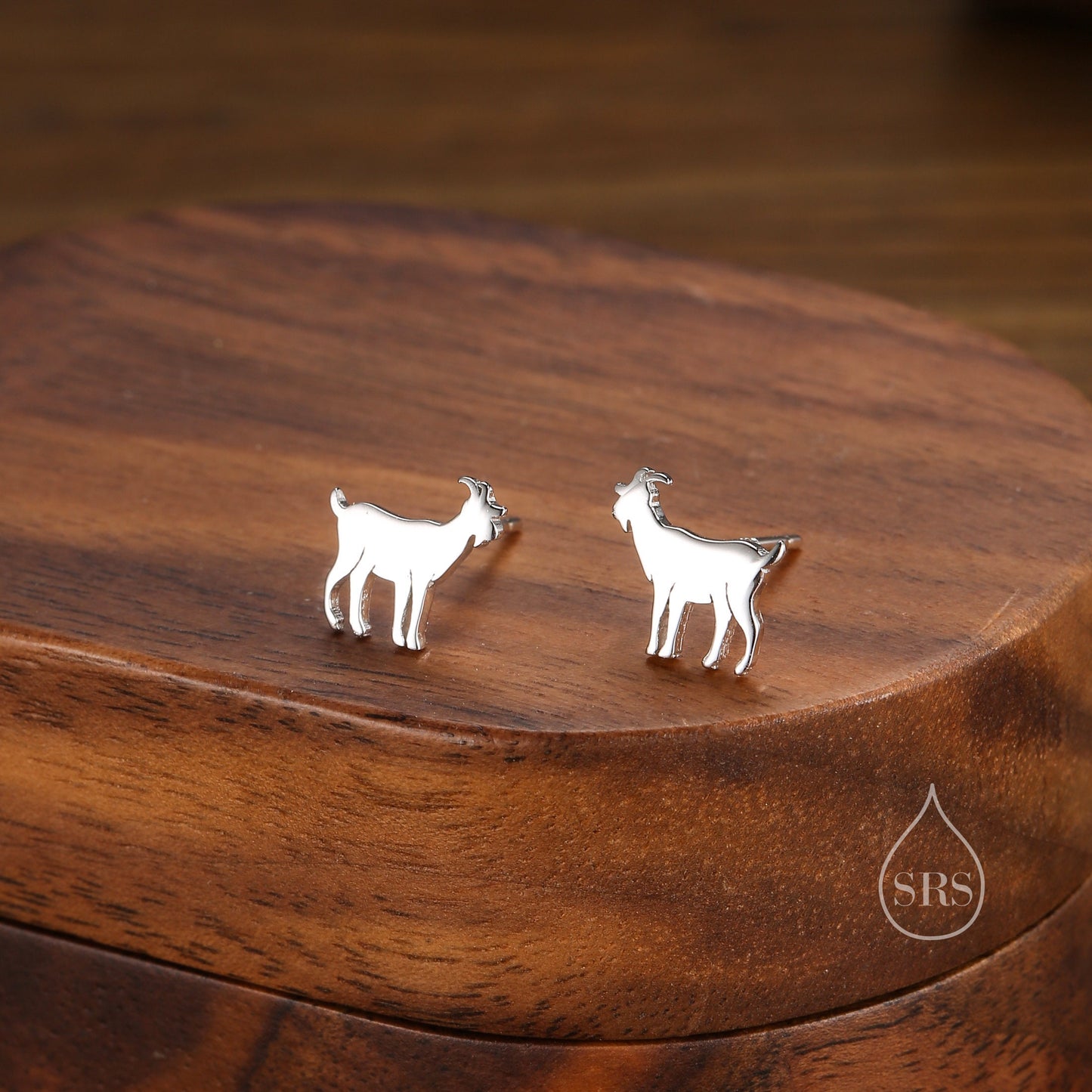 Tiny Goat Stud Earrings in Sterling Silver, Silver or Gold or Rose Gold, Sterling Silver Goat Earrings, Sheep Earrings, Farm Earrings