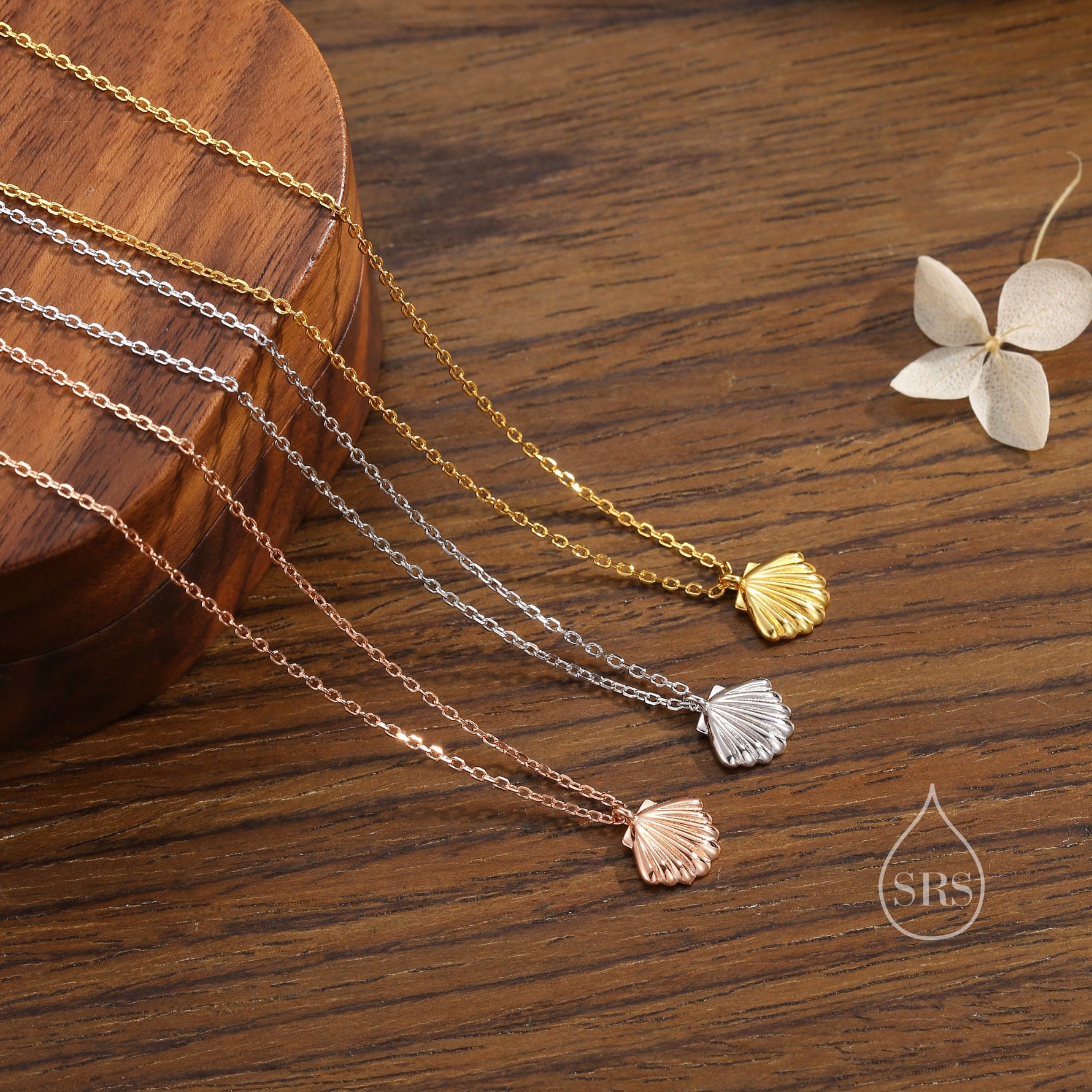 Seashell Pendant Necklace in Sterling Silver, Silver or Gold or Rose Gold, Ocean Necklace, Shell Necklace, Sea Shell Necklace