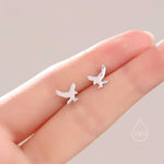 Flying Eagle Stud Earrings in Sterling Silver, Silver or Gold or Rose Gold, Sterling Silver Bird of Prey Earrings, Bird Earrings