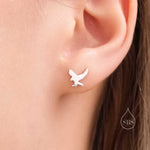 Flying Eagle Stud Earrings in Sterling Silver, Silver or Gold or Rose Gold, Sterling Silver Bird of Prey Earrings, Bird Earrings