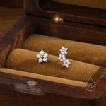 Asymmetric Forget Me Not Flower Bouquet CZ Stud Earrings in Sterling Silver, Silver, Gold or Rose Gold, Mismatched CZ Flower Stud Earrings