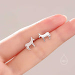 Donkey Stud Earrings in Sterling Silver, Silver or Gold or Rose Gold, Sterling Silver Donkey Earrings, Farm Earrings