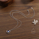 Moonstone and Mobius Circle Pendant Necklace in Sterling Silver, Silver or Gold, Mobius Strip Necklace with Simulated Moonstone
