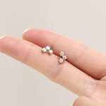 Tiny Star Aurora AB CZ Trio Stud Earrings in Sterling Silver, Silver, Gold or Rose Gold, Three Star Earrings, Sunburst Earrings, Celestial