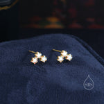 Tiny Star Aurora AB CZ Trio Stud Earrings in Sterling Silver, Silver, Gold or Rose Gold, Three Star Earrings, Sunburst Earrings, Celestial