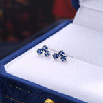 Tiny Star Shape Sappire Blue CZ Trio Stud Earrings in Sterling Silver, Silver, Gold or Rose Gold, Three Star Earrings, Celestial