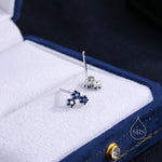 Tiny Star Shape Sappire Blue CZ Trio Stud Earrings in Sterling Silver, Silver, Gold or Rose Gold, Three Star Earrings, Celestial