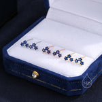 Tiny Star Shape Sappire Blue CZ Trio Stud Earrings in Sterling Silver, Silver, Gold or Rose Gold, Three Star Earrings, Celestial