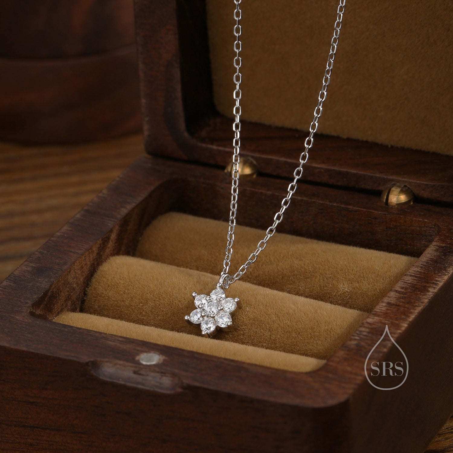 CZ Flower Cluster Pendant Necklace