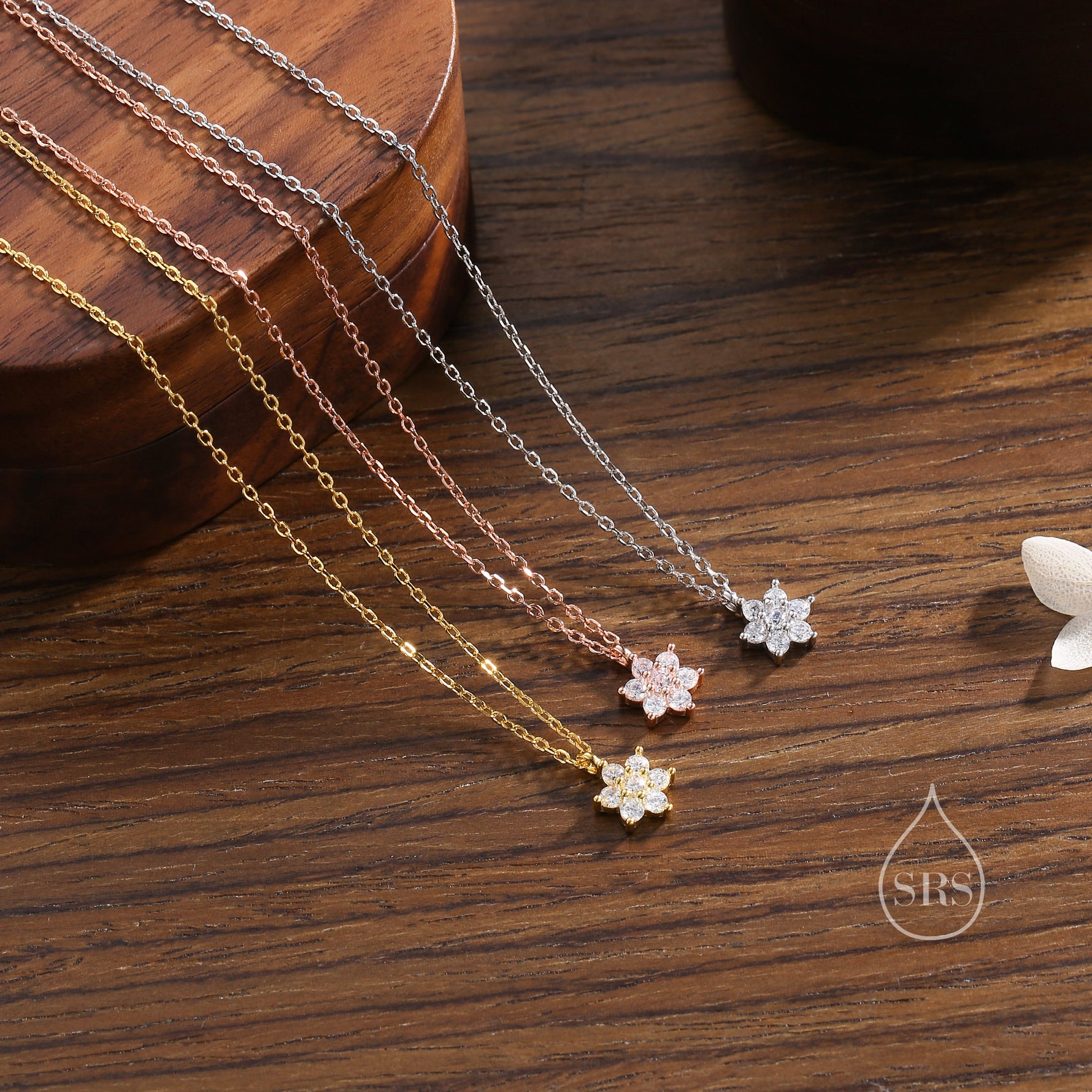 CZ Flower Cluster Pendant Necklace