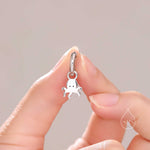 Sterling Silver Cute Octopus Dangle Huggie Hoops, Detachable Octopus Hoop Earrings, Dainty Dangle Earrings, Fish Earrings, Ocean Animal