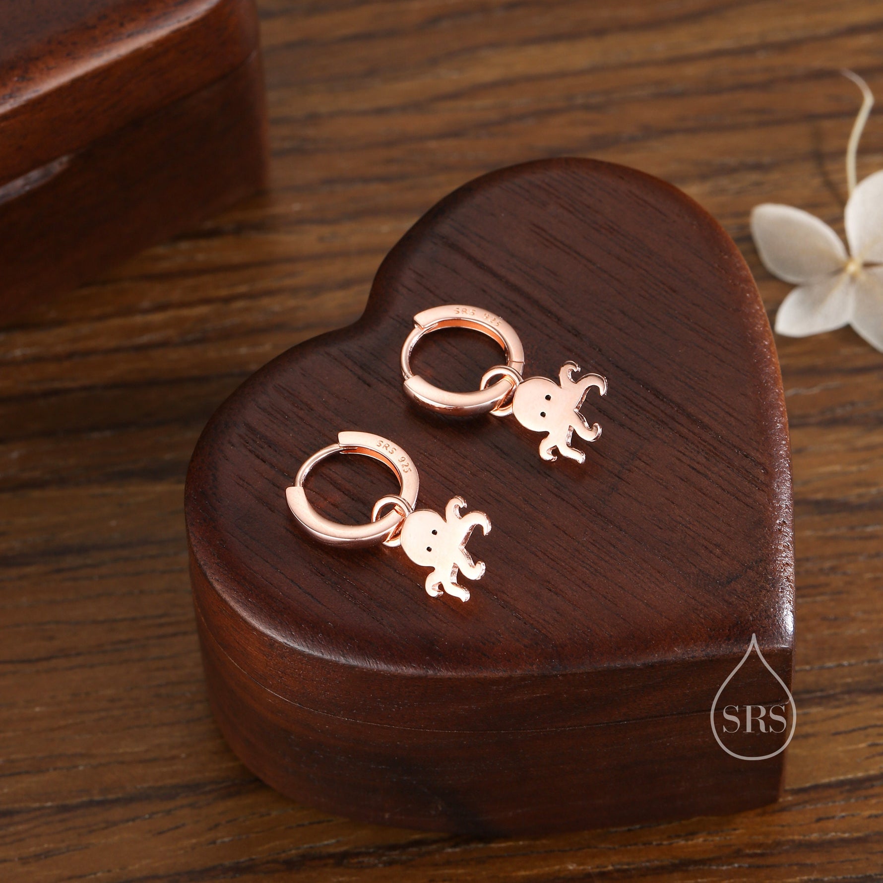 Sterling Silver Cute Octopus Dangle Huggie Hoops, Detachable Octopus Hoop Earrings, Dainty Dangle Earrings, Fish Earrings, Ocean Animal