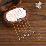 Extra Tiny Open Square Threader Earrings in Sterling Silver, Silver or Gold, Cut-out Square Ear Threaders