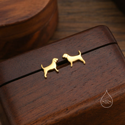 Tiny Beagle Dog Stud Earrings in Sterling Silver, Silver or Gold, Sterling Silver Beagle Dog Earrings, Pet Earrings