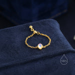 Moonstone Pear Droplet Soft Chain Ring