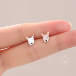 Bull Terrier Dog Stud Earrings in Sterling Silver, Sterling Silver Bull Terrier Dog Earrings, Pet Earrings