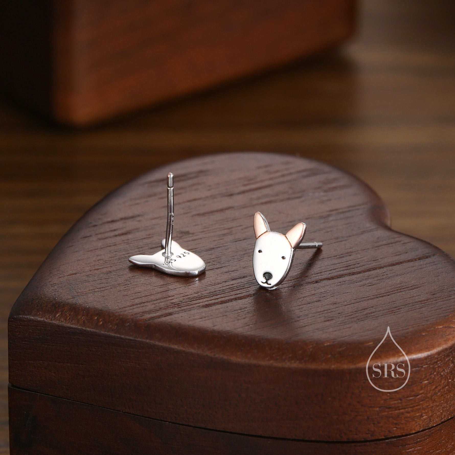 Bull Terrier Dog Stud Earrings in Sterling Silver, Sterling Silver Bull Terrier Dog Earrings, Pet Earrings