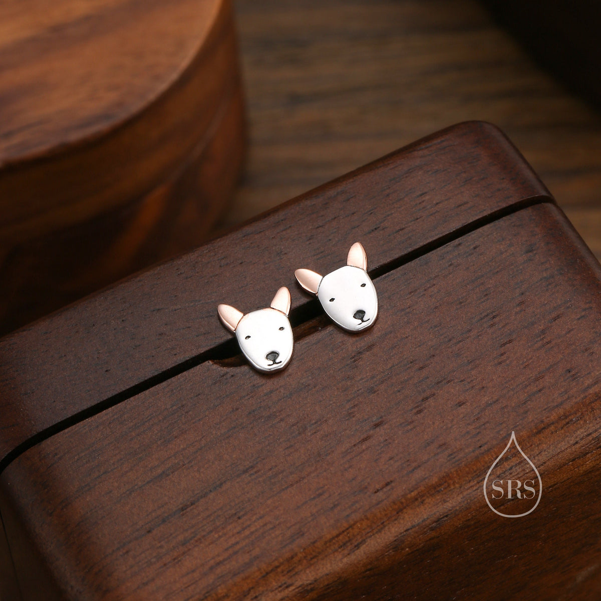 Bull Terrier Dog Stud Earrings in Sterling Silver, Sterling Silver Bull Terrier Dog Earrings, Pet Earrings
