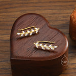 CZ Leaf crawler Earrings in Sterling Silver, Silver, Gold or Rose Gold, Olive Branch Climber Earrings, Nature Inspired Ear Climbers