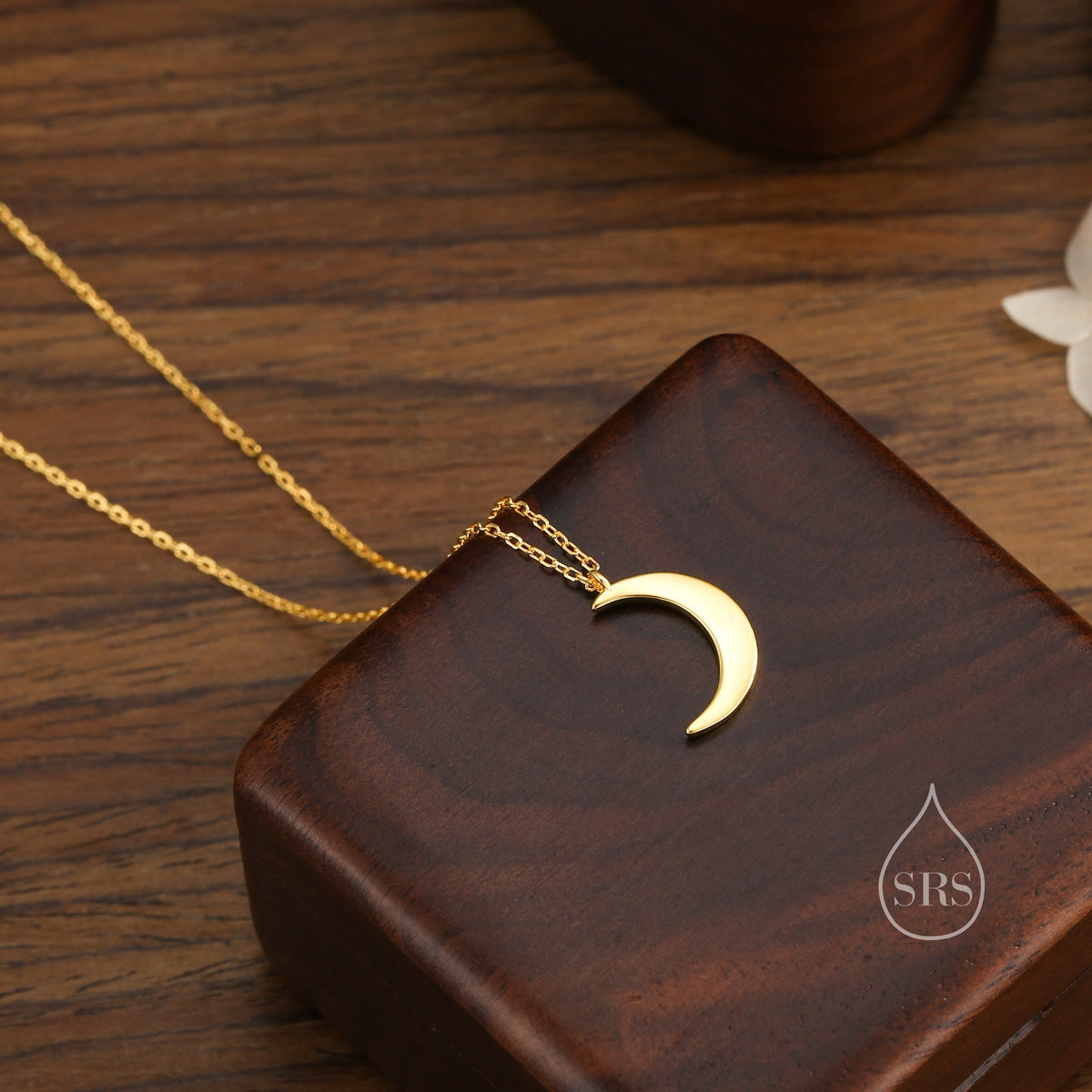 Crescent Moon Pendant Necklace in Sterling Silver - Moon Necklace - Gold or Silver - Cute, Fun, Whimsical and Pretty Jewellery