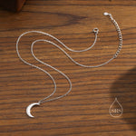 Crescent Moon Pendant Necklace in Sterling Silver - Moon Necklace - Gold or Silver - Cute, Fun, Whimsical and Pretty Jewellery