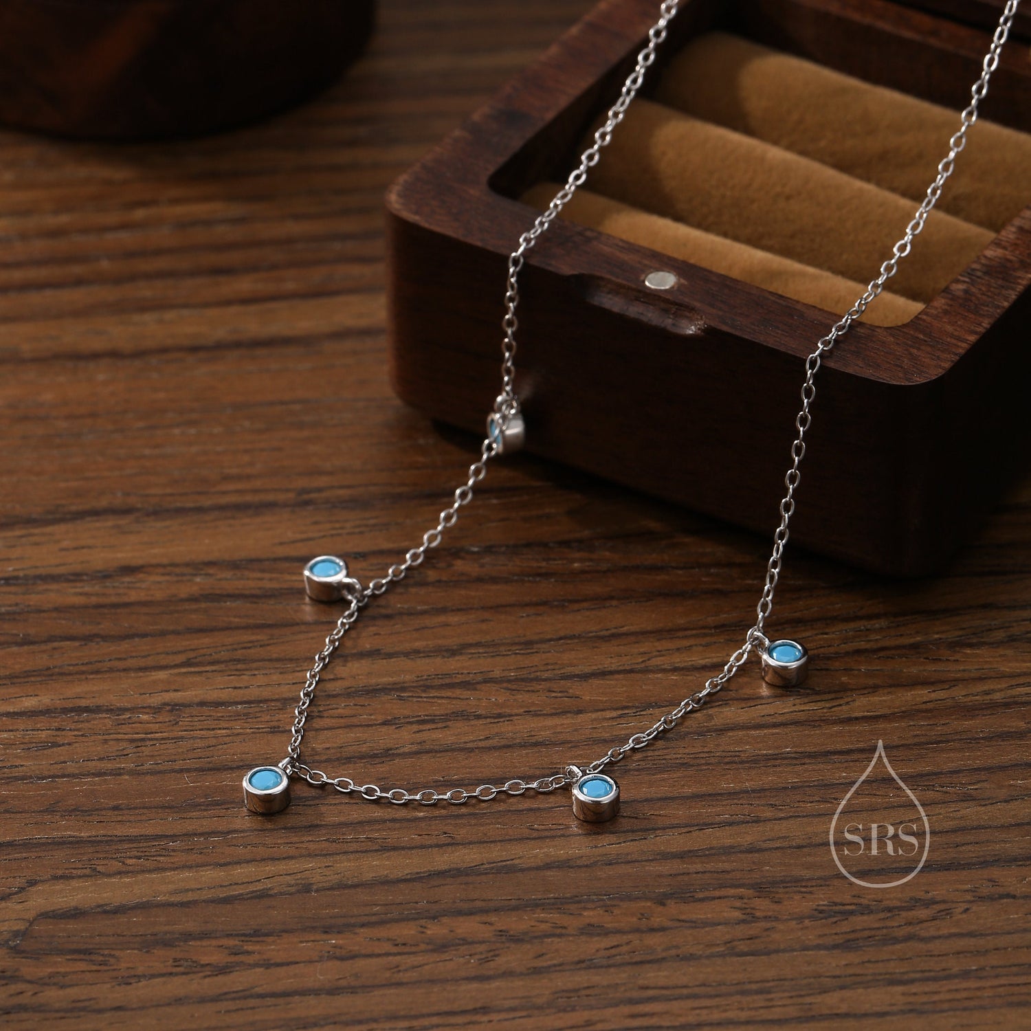 Turquoise Blue CZ Station China Necklace