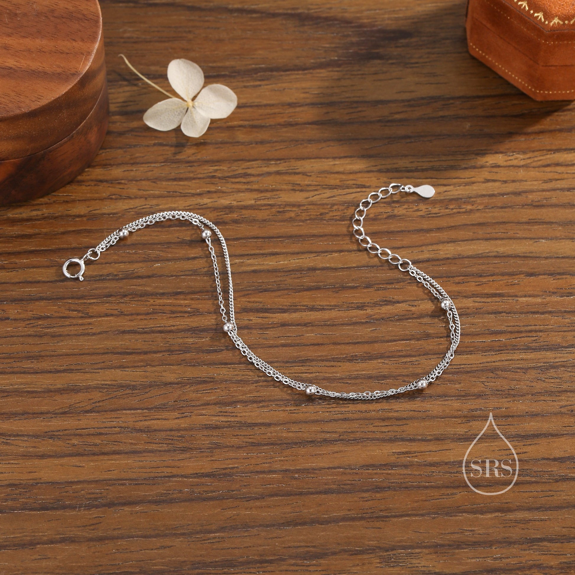 Sterling Silver Double Layer Satellite Chain Bracelet in Sterling Silver, Silver or Gold, Layer Bracelet, Minimalist Bracelet