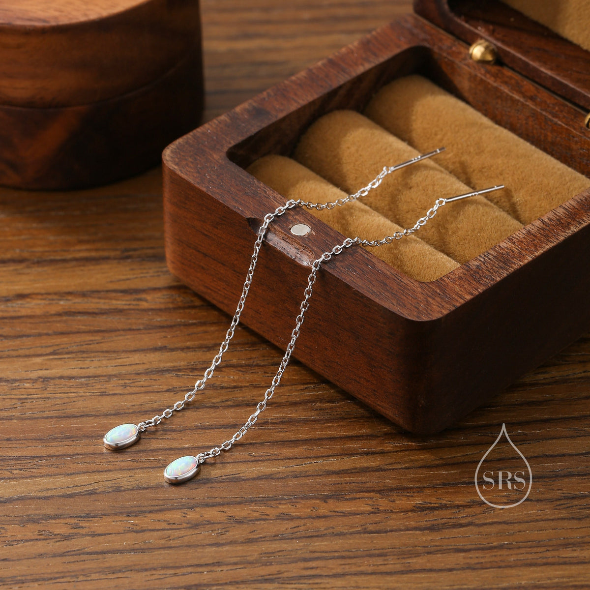 Sale! Oval Opal Threader Earrings in Sterling Silver, Silver or Gold, Opal Ear Threaders, Opal Earrings, Ear Threaders