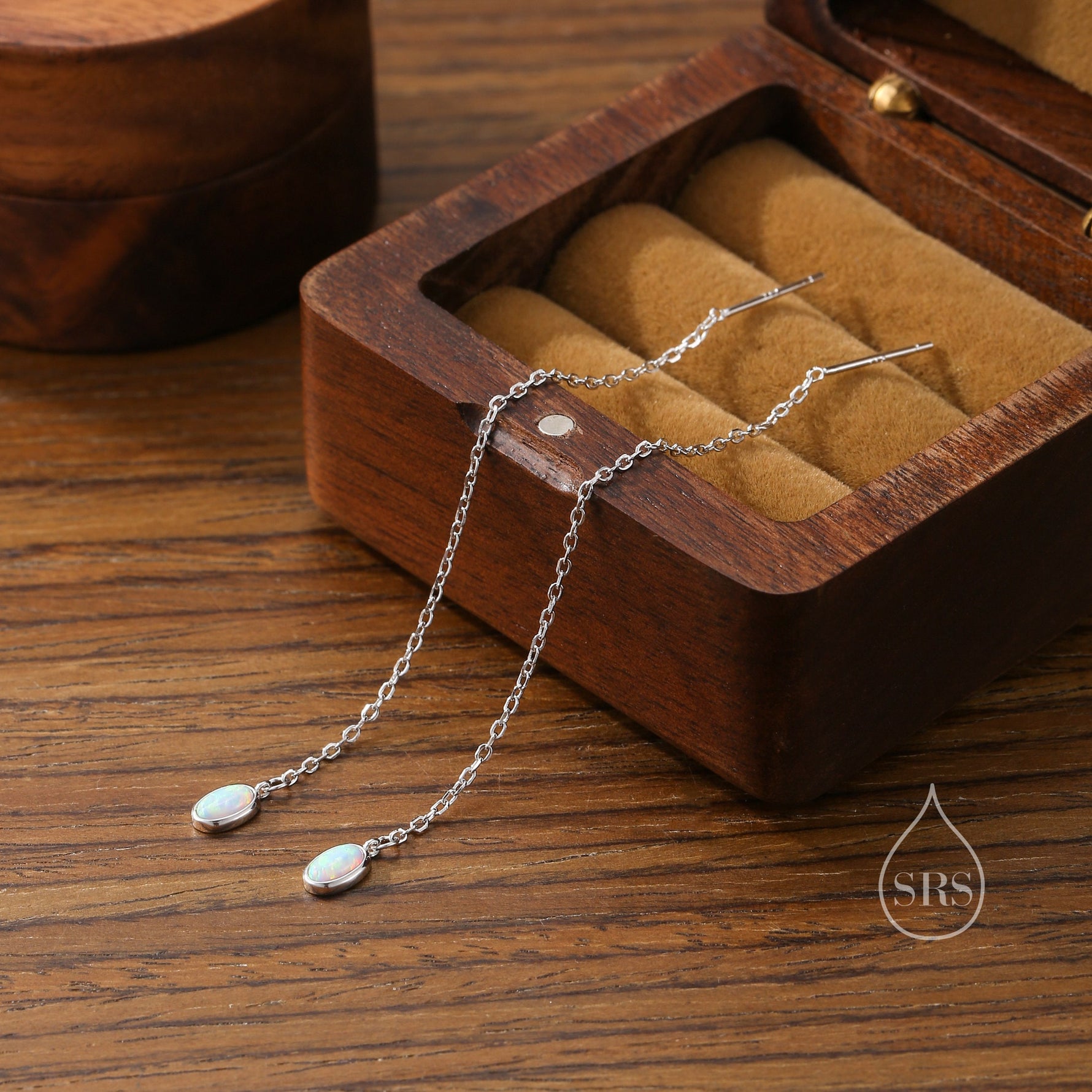 Sale! Oval Opal Threader Earrings in Sterling Silver, Silver or Gold, Opal Ear Threaders, Opal Earrings, Ear Threaders