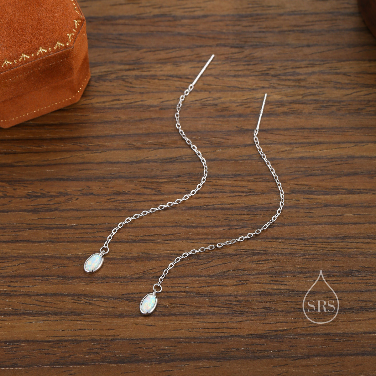 Sale! Oval Opal Threader Earrings in Sterling Silver, Silver or Gold, Opal Ear Threaders, Opal Earrings, Ear Threaders