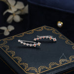 Sterling Silver Aurora AB CZ Ear Crawler Earrings with Sparkly CZ Crystals, Silver or Gold