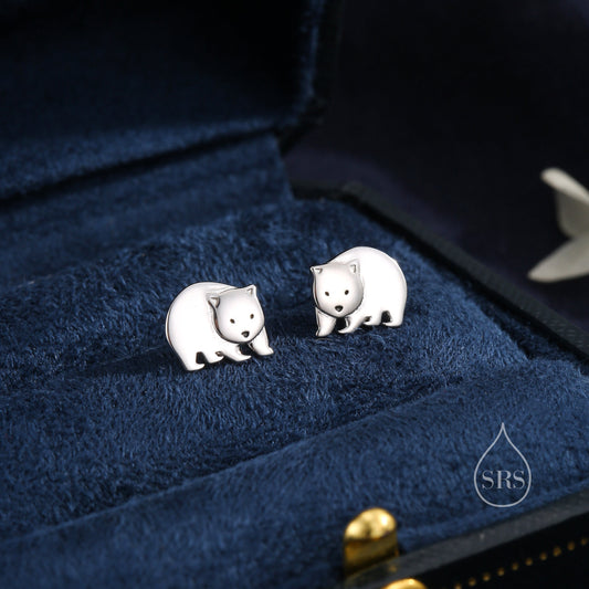 Wombat Stud Earrings in Sterling Silver, Silver or Gold or Rose Gold, Australian Wombat Earrings