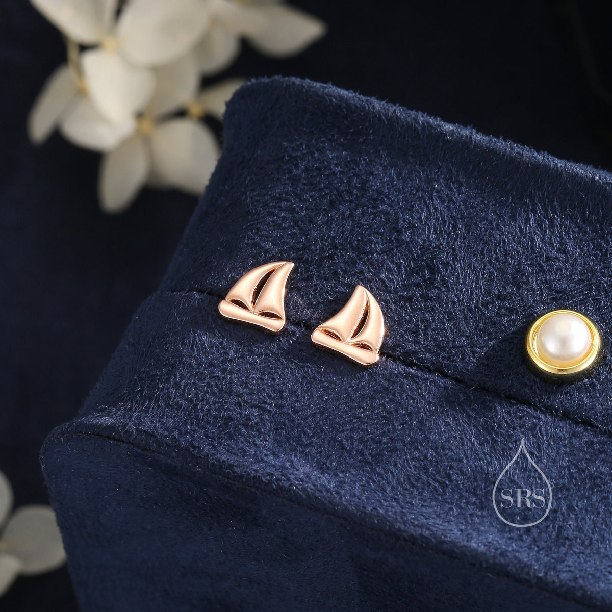 Sailing Boat Stud Earrings in Sterling Silver, Silver, Gold or Rose Gold, Boat Earrings, Sailing Earrings