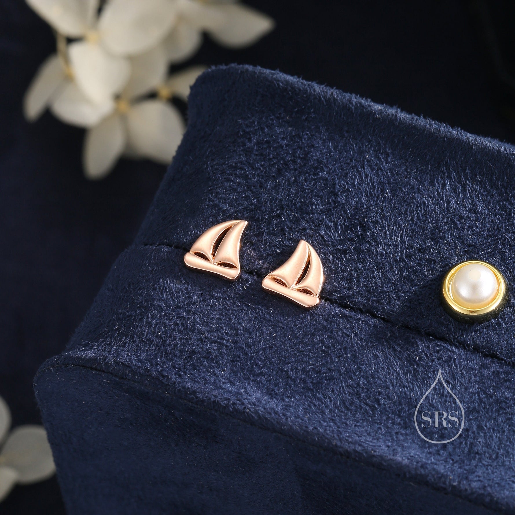 Sailing Boat Stud Earrings in Sterling Silver, Silver, Gold or Rose Gold, Boat Earrings, Sailing Earrings