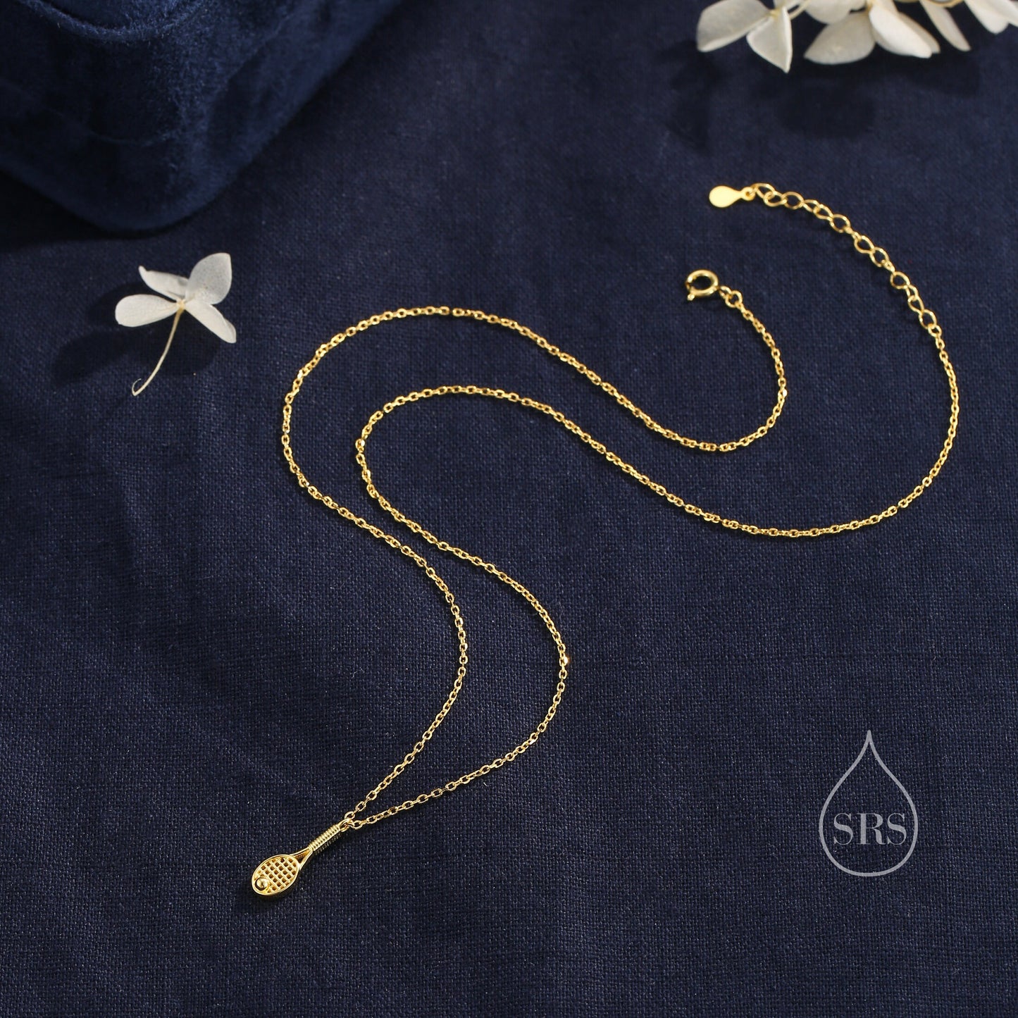 Tennis Racket Pendant Necklace in Sterling Silver, Silver or Gold or Rose Gold, Tennis Necklace, Tennis Lover Gift