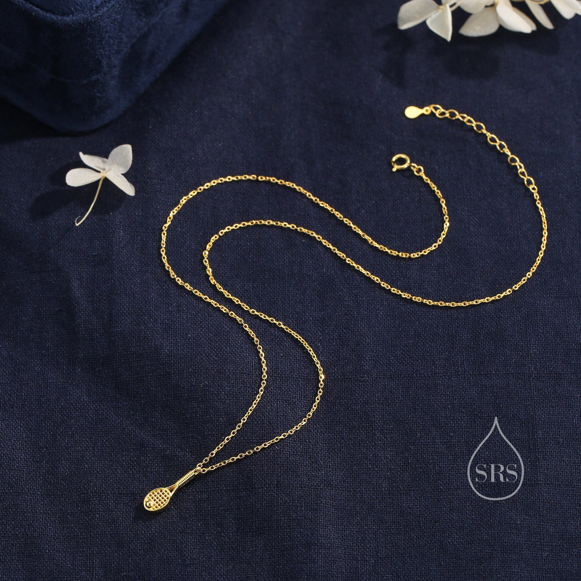 Tennis Racket Pendant Necklace in Sterling Silver, Silver or Gold or Rose Gold, Tennis Necklace, Tennis Lover Gift