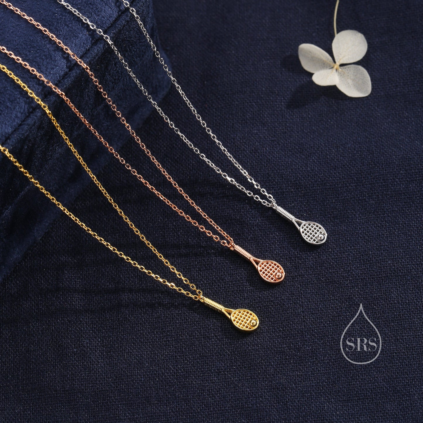 Tennis Racket Pendant Necklace in Sterling Silver, Silver or Gold or Rose Gold, Tennis Necklace, Tennis Lover Gift