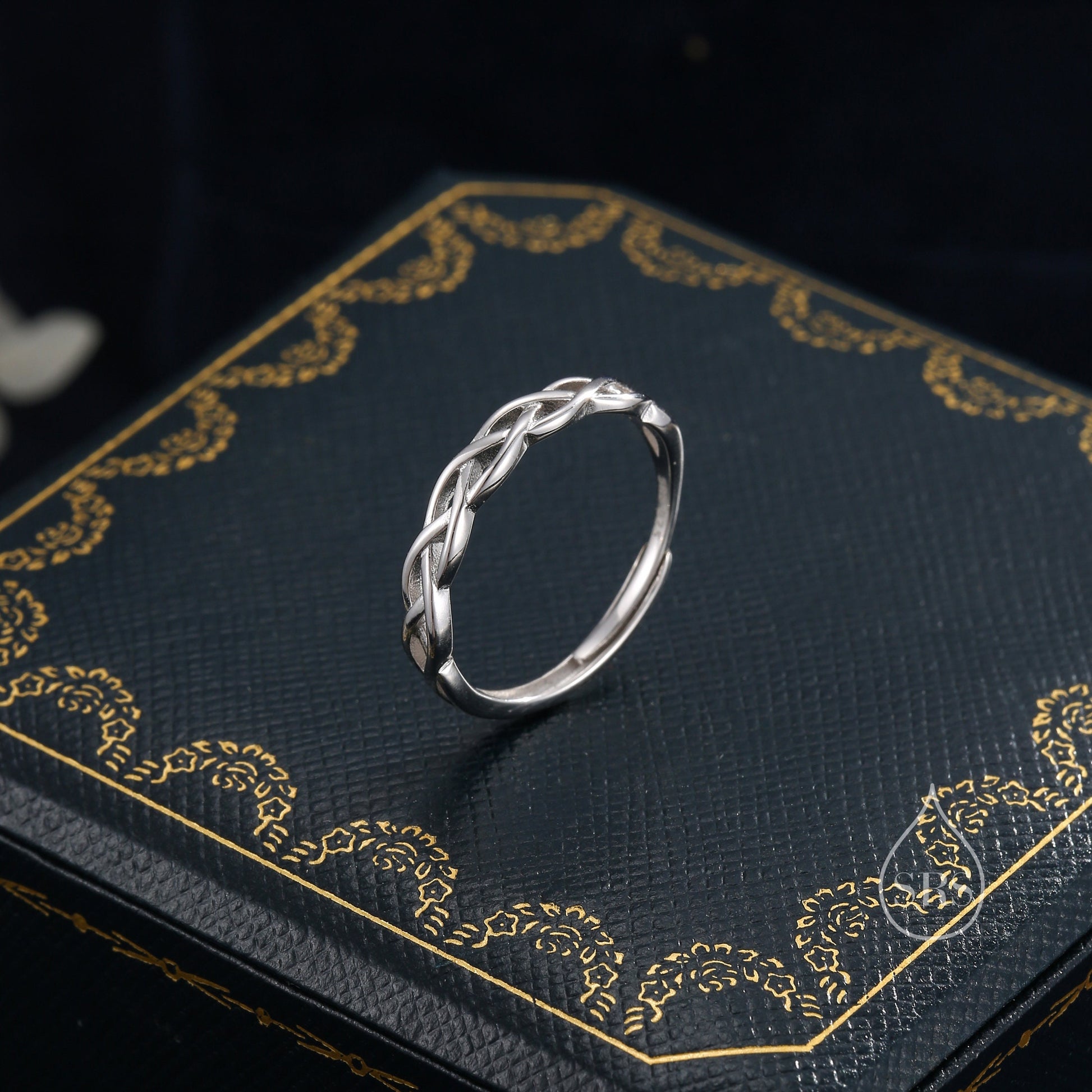 Sterling Silver Skinny Celtic Knot Ring, Adjustable Size, Celtic Inspired Ring