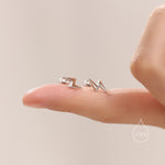 Lightning Bolt Barbell Earrings in Sterling Silver, Screw Back Lightning Bolt Earrings