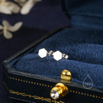 Tiny Hexagon Barbell Earrings in Sterling Silver, Silver or Gold, Screw Back Black Hexagon Earrings, Screwback Earrings